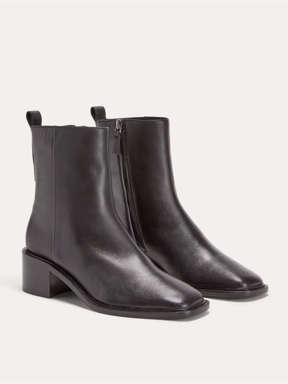 NWT Everlane The City Boot in Black Leather Block Heel and Zipper Women Size 8